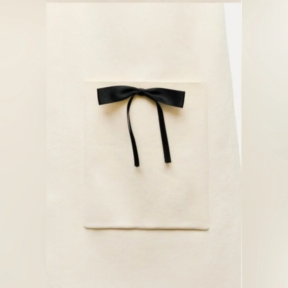 NWT ZARA KNIT MINI DRESS WITH CONTRASTING BOWS, SIZE L - Picture 6 of 14